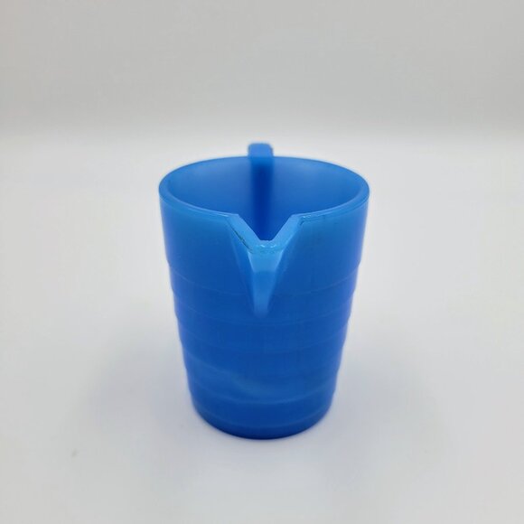 Vintage Akro Agate Pitcher Teapot Stacked Disc Blue Child’s Pitcher Read - Picture 6 of 10